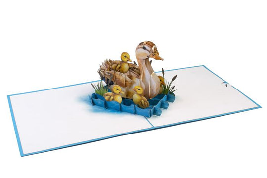 3D Pop-up Blue Duck Family Card