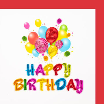 Quilled Card Colorful Balloons Happy Birthday