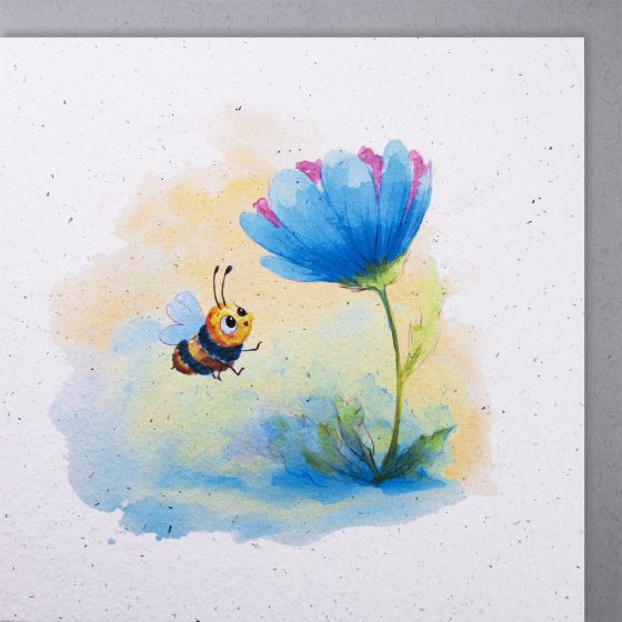Handmade Paper Card Bee on Flower