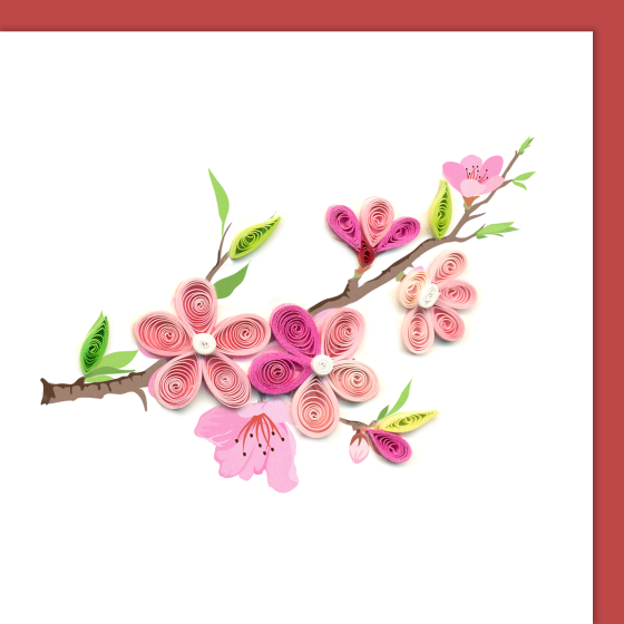 Quilling card, small cherry blossoms