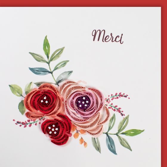 Quilling card, small flowers, thank you