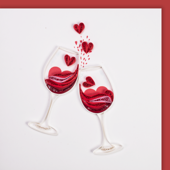 Quilling card, small glasses with hearts