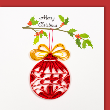 Quilling card, small ball, Merry Christmas