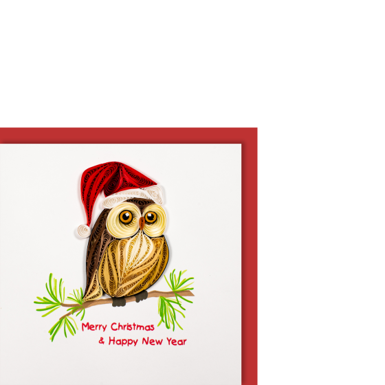 Quilling card, small christmas owl