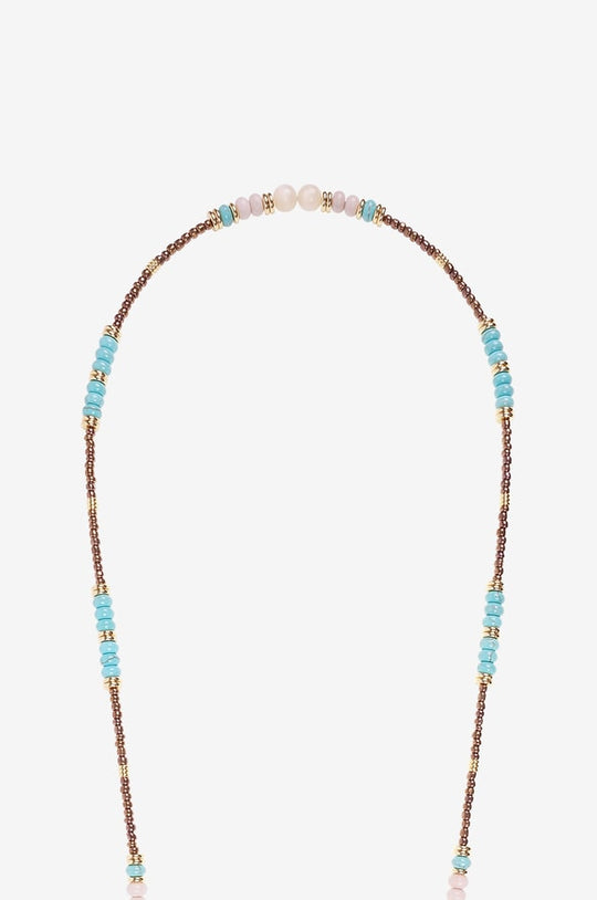 Iliana jewel chain 120 cm brown and turquoise pearls gold lobster clasps