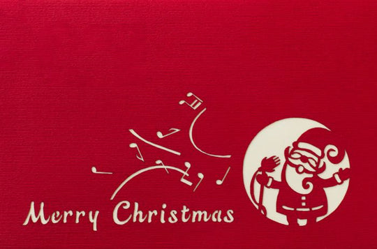 3D Pop-up Card Singing Santa Claus Red Merry Christmas