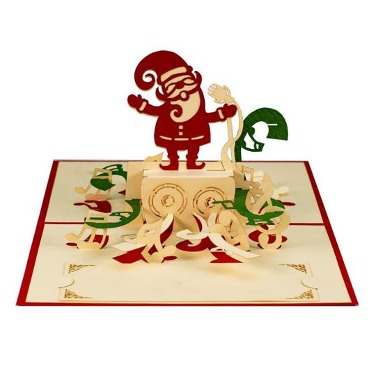 3D Pop-up Card Singing Santa Claus Red Merry Christmas