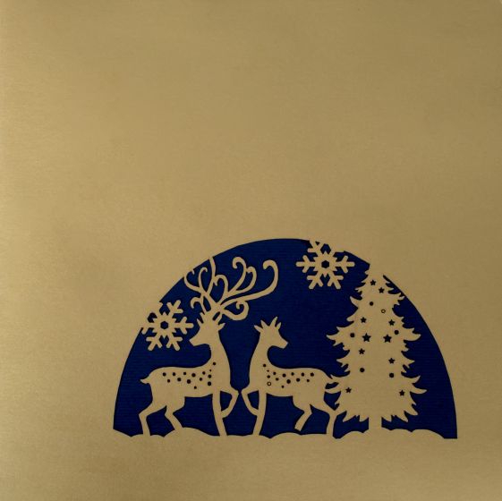 3D pop-up card golden deer Merry Christmas gold