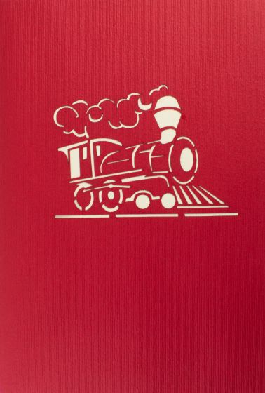 3D pop-up card Santa on a train red Merry Christmas