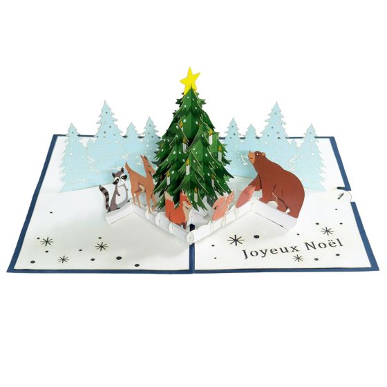 3D Pop-up Card Animals in the Forest Merry Christmas