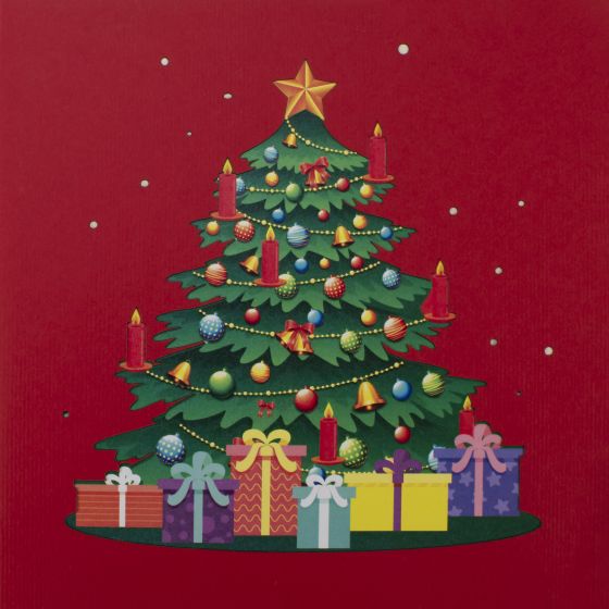 3D pop-up card Christmas tree red