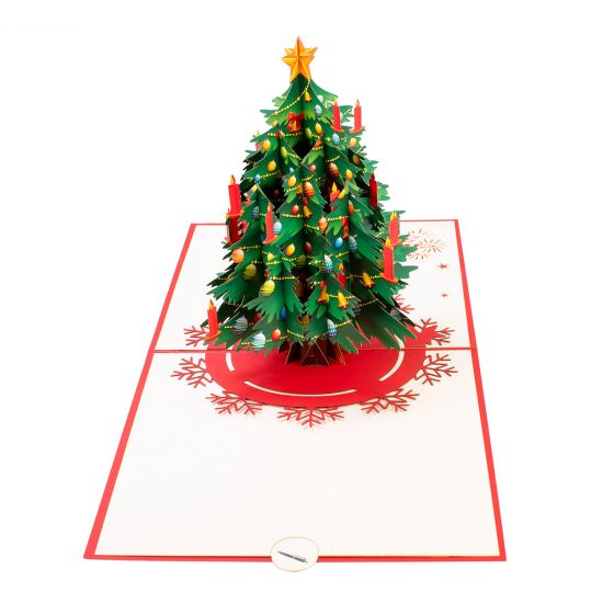 3D pop-up card Christmas tree red