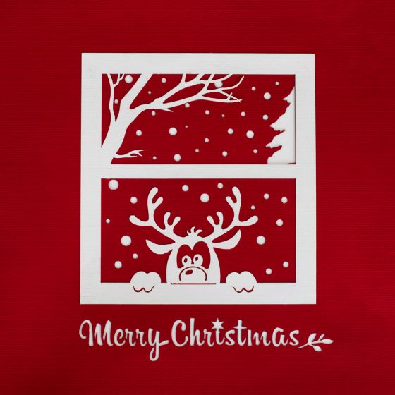 3D Pop-up Card Reindeer Merry Christmas Red