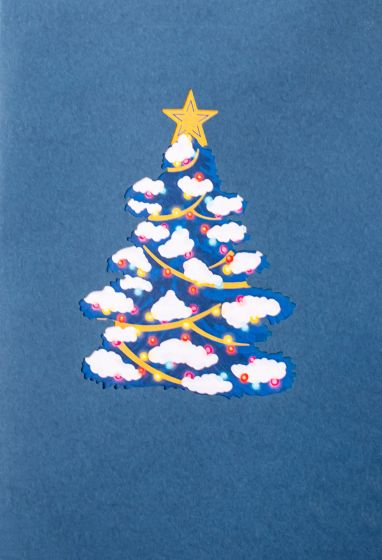 3D pop-up card Winter tree blue