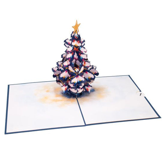 3D pop-up card Winter tree blue