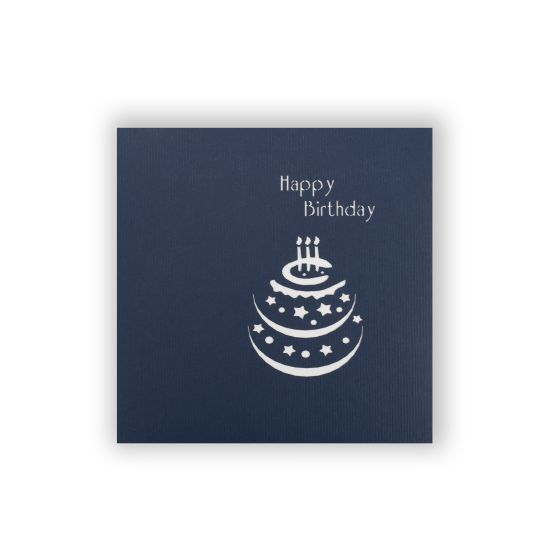 3D pop-up card Mini Birthday Cake blue