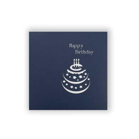 3D pop-up card Mini Birthday Cake blue