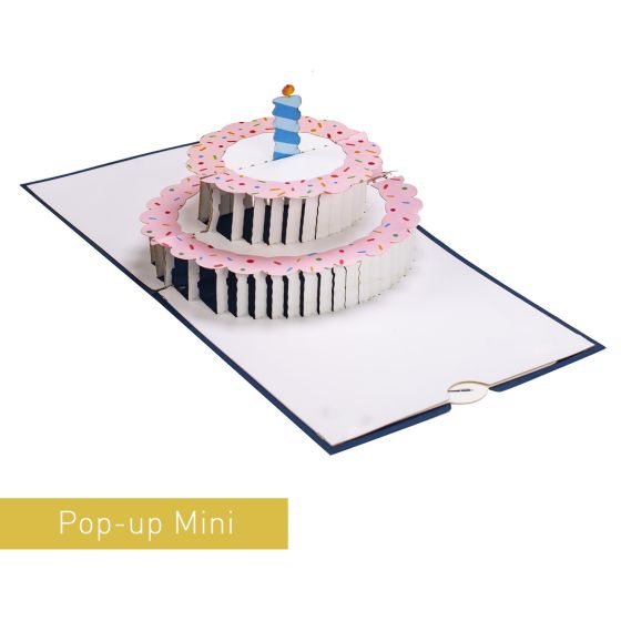 3D pop-up card Mini Birthday Cake blue