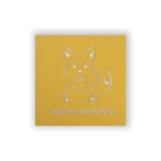 3D Pop-up Yellow Fox Mini Card