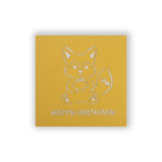 3D Pop-up Yellow Fox Mini Card