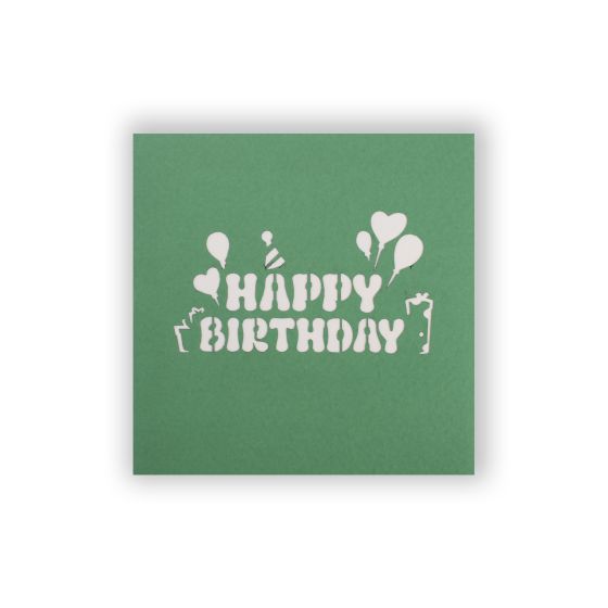 3D Pop-up Card Mini Happy Birthday Green