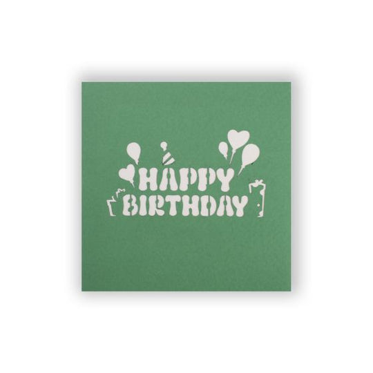 3D Pop-up Card Mini Happy Birthday Green