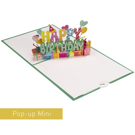 3D Pop-up Card Mini Happy Birthday Green