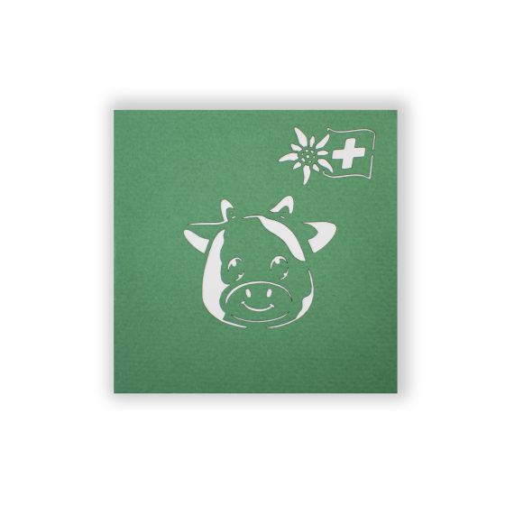 3D Pop-up Mini Green Cow Card