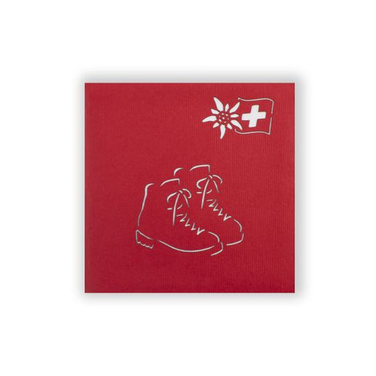 3D Pop-up Mini Hiking Shoes Red Card