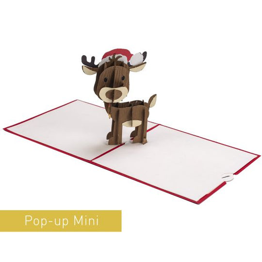 3D Pop-up Card Mini Reindeer Red