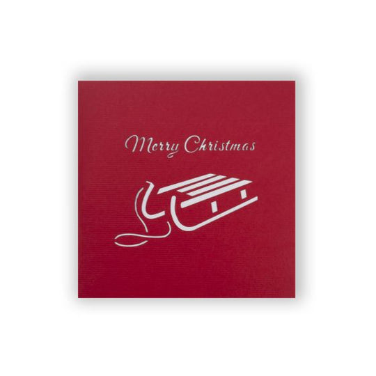 3D Pop-up Card Mini Sleigh Red Merry Christmas