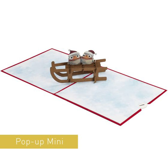 3D Pop-up Card Mini Sleigh Red Merry Christmas