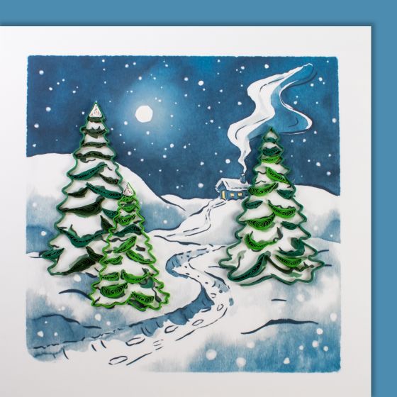 Quilling card winter landscape
