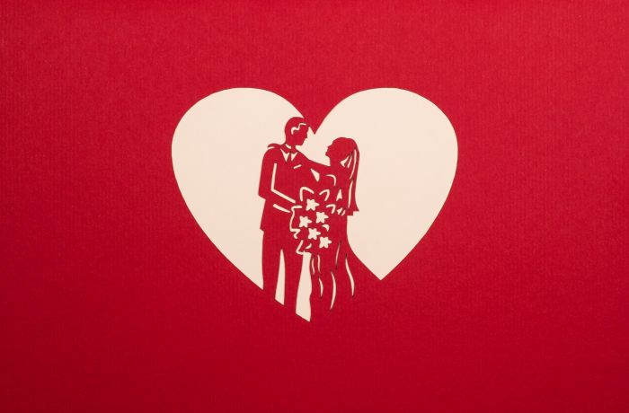 3D pop-up card: Couple under red trees