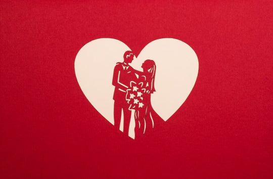 3D pop-up card: Couple under red trees