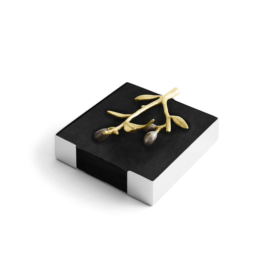 Michael Aram Olive Branch Gold Cocktail Napkin Holder at STORIES By SWISSBO