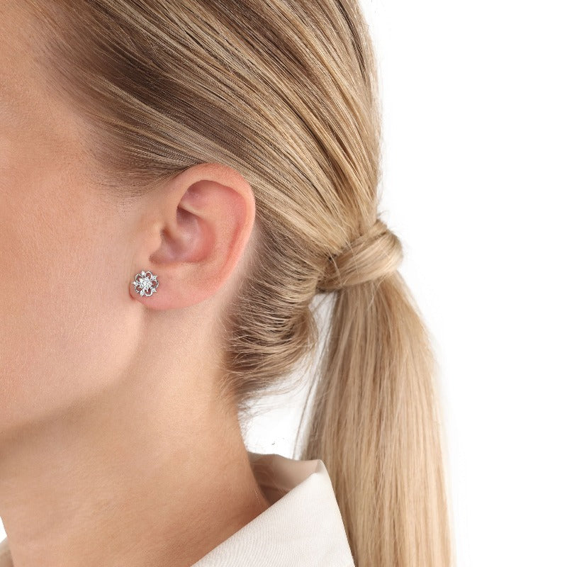 AMOR Ear studs for Women, Silver 925 | flower