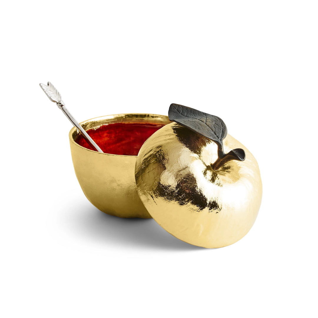 Michael Aram Apple Honey Pot With Spoon Goldtone at STORIES By SWISSBO