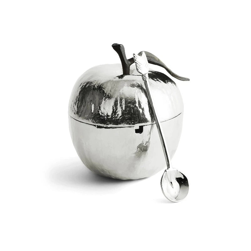 Michael Aram Apple Honey Pot With Spoon Nickelplate at STORIES By SWISSBO