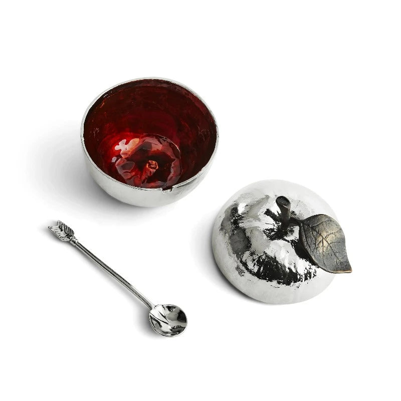 Michael Aram Apple Honey Pot With Spoon Nickelplate at STORIES By SWISSBO