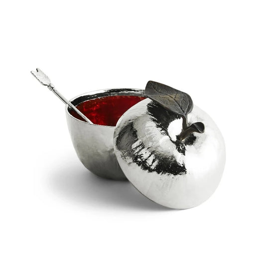 Michael Aram Apple Honey Pot With Spoon Nickelplate at STORIES By SWISSBO